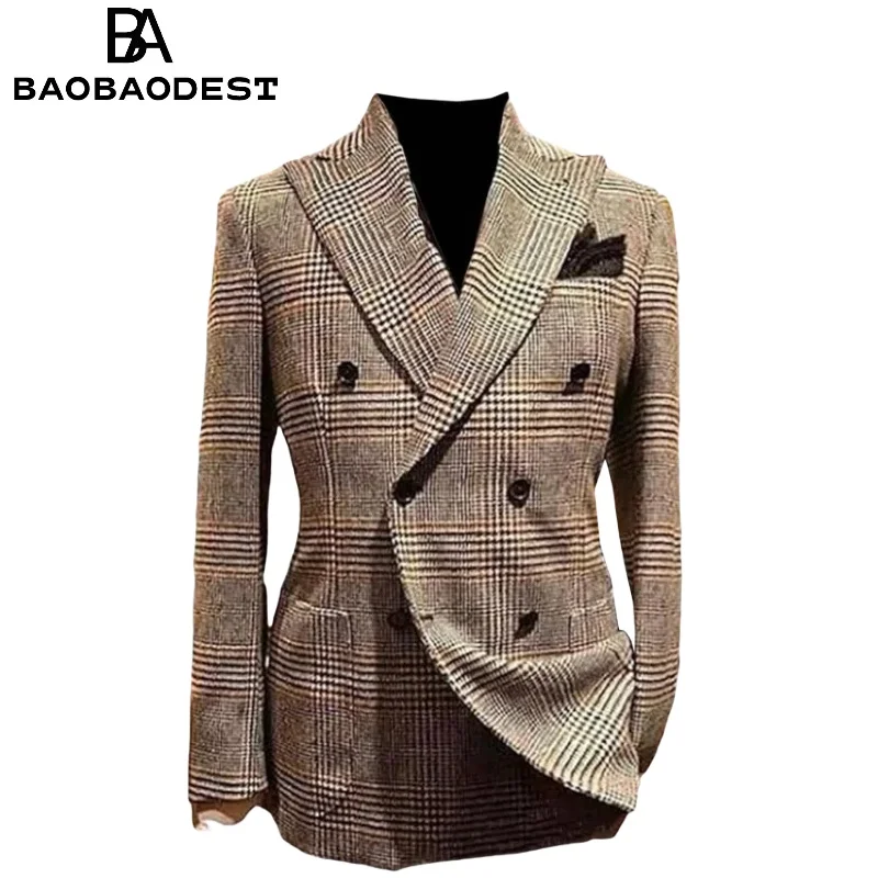 

High-end men's suit jacket - Custom double-breasted suit jacket, suitable for weddings, formal and modern style tuxedos