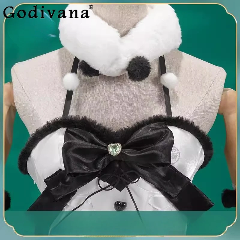 Damska Sukienka na Halloween Anime Party Oficjalne Figurki Panda Guardian Czarno-Biały Strój Kobieca Popularny Festiwalowy Kostium Cosplay