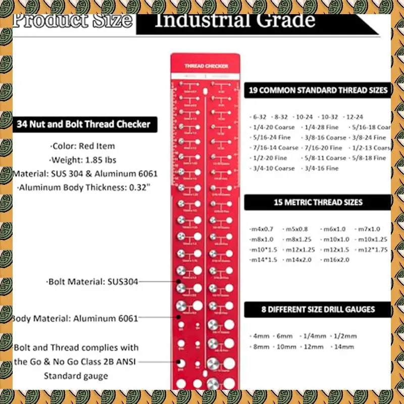 

A77I 34 Nut And Bolt Thread Checker, Thread Checker Standard And Metric Plate Wall Mount Screw Sizes And Thread Specs