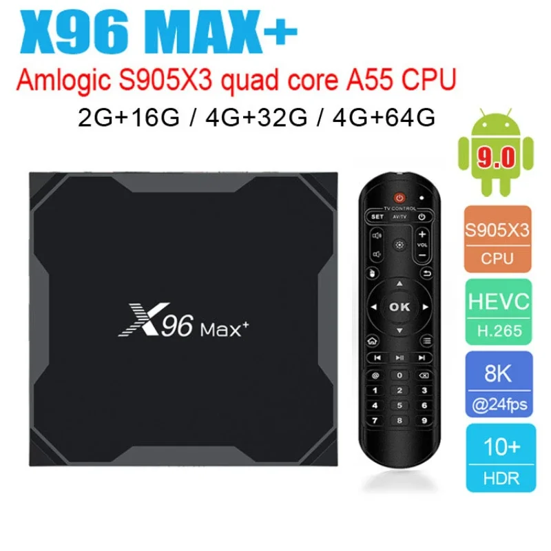 X96 MAX Plus 4GB 64GB 32GB Smart TV Box Android 9.0 Amlogic S905X3 Quad Core Wifi 4K TV BOX X96Max TV Set Top Box 2GB 16GB