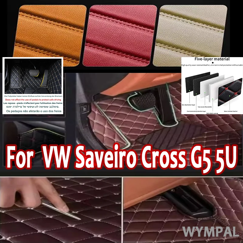 

Luxury Car Floor Mat For VW Saveiro Cross G5 5U 2009~2017 Protect Vehicle's Interior Accessories Customized Artificial Leather