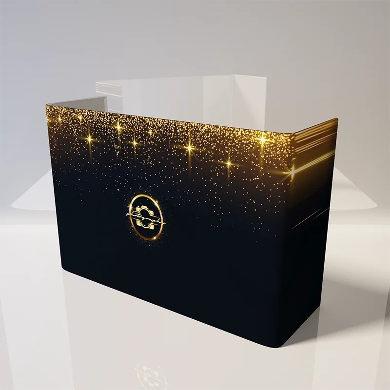 واجهة حدث DJ من قماش التوتر، لوحة أمامية مطبوعة حسب الطلب، حامل عرض واجهة DJ على شكل حرف U