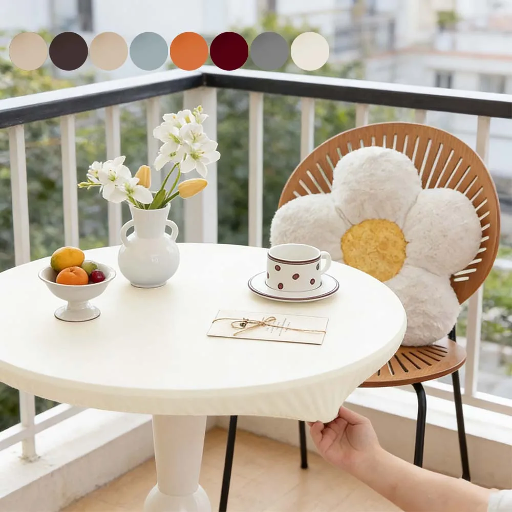 

Waterproof Table Cover Fitted Elastic Full-wrapped Dining-table Protector PU Leather Round Tablecloth Mantel Redondo Mesa Noel