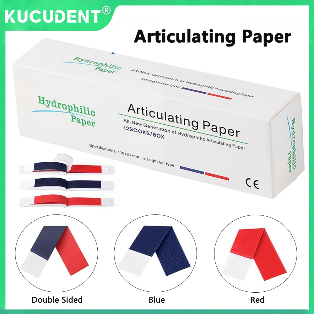 

1 Box Dental Double-Sided Articulating Paper Strips Red/Blue Bite Paper Thick/Thin Options for Teeth Whitening Occlusal Check