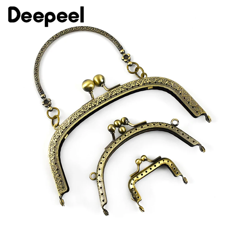 2pcs Deepeel 5/10.5/16.5cm Bag Metal Handle Embossed Purse Frame DIY Sewing Brackets Kiss Clasp Lock Wallet Hardware Accessories