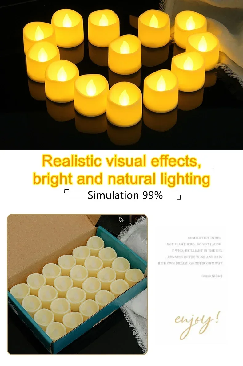 1-24Pcs Mini Flameless LED Tealight Candles 2Styles Simulated Flickering Electric Candle Wedding Christmas Halloween Party Decor
