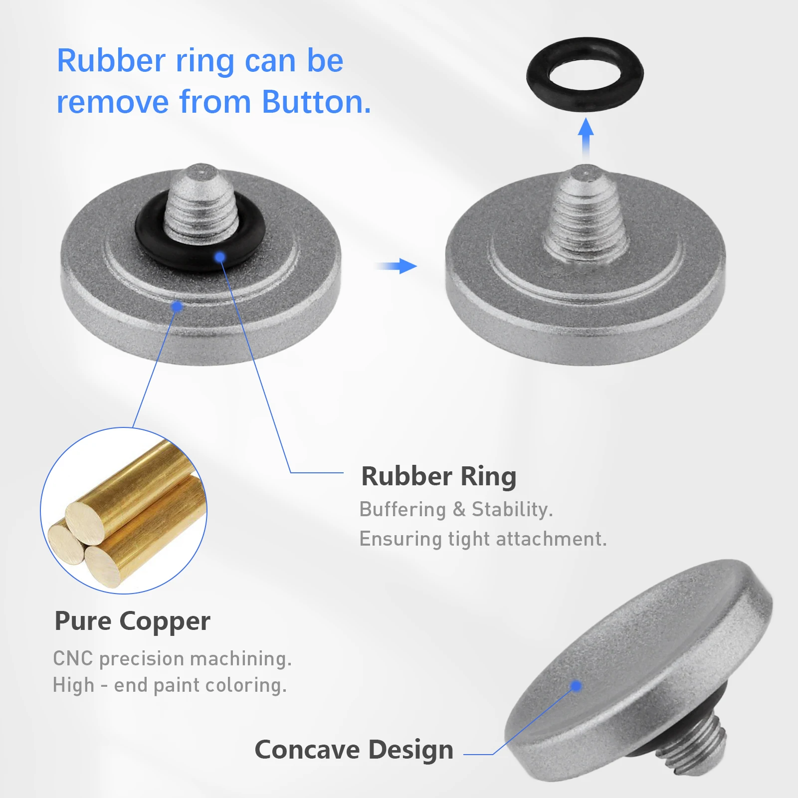 زر تحرير مصراع معدني من Haoge لكاميرا Leica Fuji Fujifilm Canon Nikon Minolta Olympus Hasselblad مقعرة باللون الرمادي الفضي