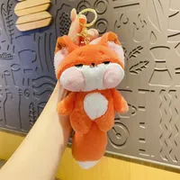 Cute Big Tailed Fox Plush Pendant Plush Toy Cute Car Pendant Fox Drop Ornament  Bag Accessories Keychain Pendant