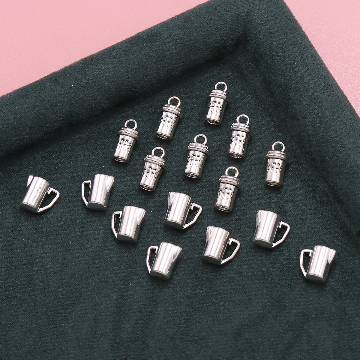 16-Piece Set of DIY Handmade Cup Charms, Vintage Mug Embossed Water Cup Mixed Charms, Suitable for DIY Bracelets, Necklaces, Earrings, Pendants, and Handmade Beaded Decoration Accessories