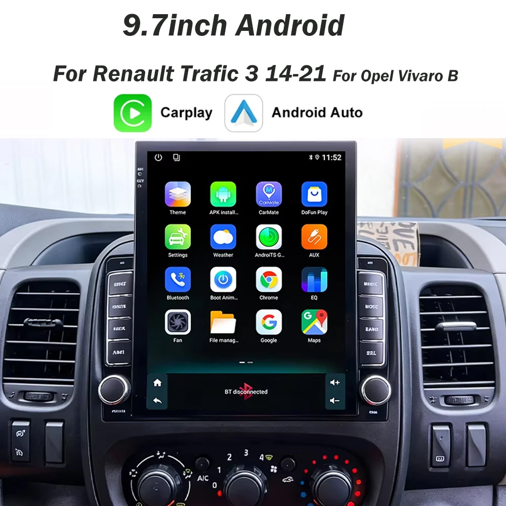 

9,7-дюймовый Android-стерео для Renault Trafic 3 14-21 для Opel Vivaro B, автомобильный радиоприемник Carplay, GPS-навигатор, плеер, авторадио, WIFI