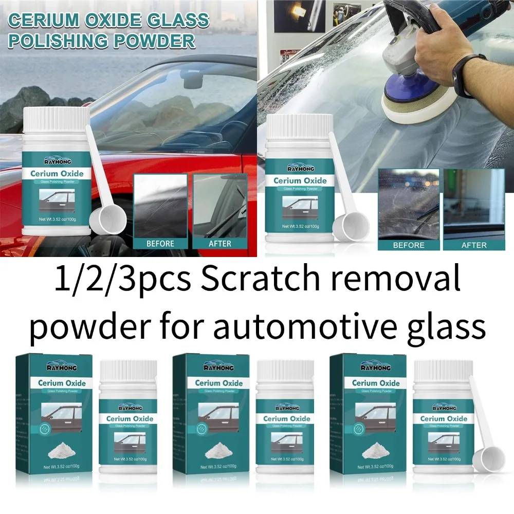 1/2/3pcs Cerium Oxide Glass Scratch Removal Powder Windscreen Scratch Remover Polishing Professional Repair Tool 100g 2026 New