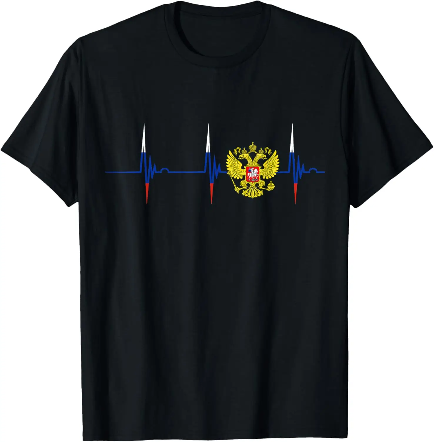 

Russian Eagle UdSSSR Heartbeat EKG Pulse Pride CCCP Russia T-Shirt Short Sleeve Casual 100% Cotton Shirts