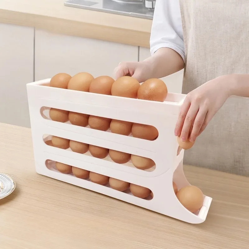 4-layer Slide Egg Storage Box Ladder Style Egg Box Storage Refrigerator Side Door Large Capacity Automatic Egg Rolling Machine