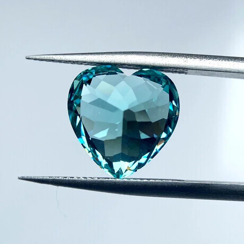 

Форма сердца, выращенная в лаборатории Paraiba, неоновый синий цвет VVS1, кольцо «сделай сам», ожерелье, серьги, основные материалы, оптовая продажа с фабрики с сертификатом