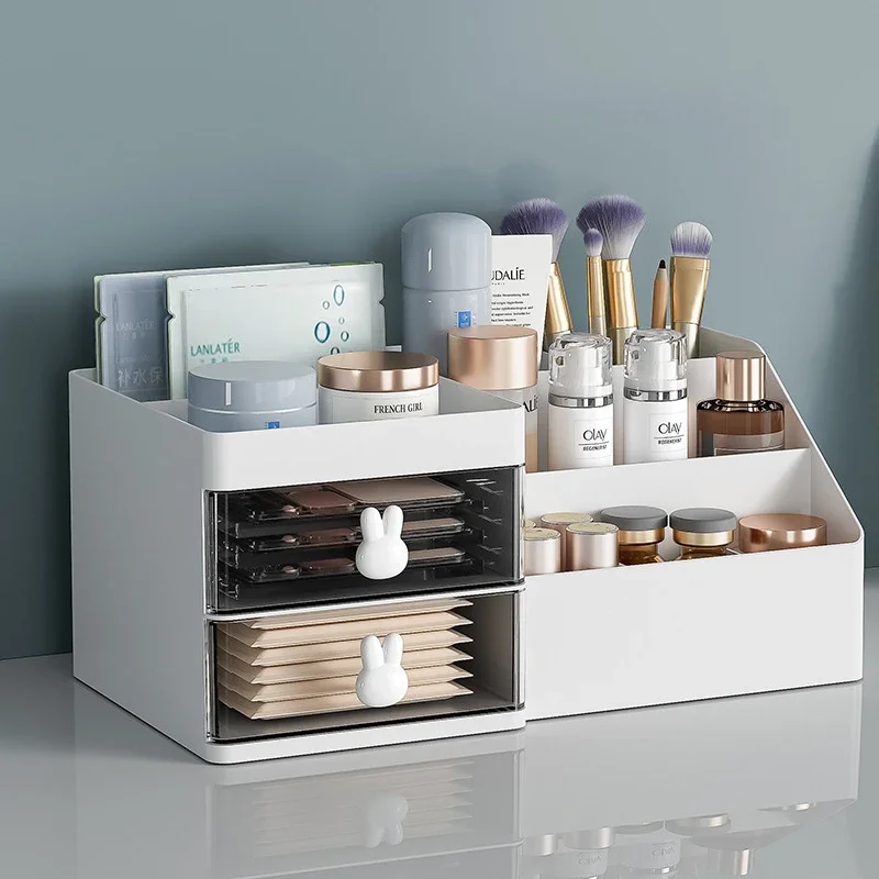 Large Capacity Cosmetic Storage Box Makeup Drawer Organizer Skincare Makeup Stationery Storage Box for Desktop Organizers