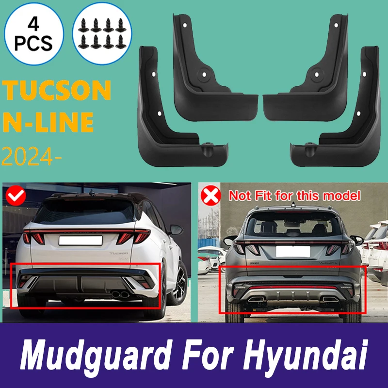 

For Hyundai Tucson N-Line 2024 Automotive Mudguard Waterproof Prevent Mud Splashing Car Mud Flaps Fender Trim 4pcs Accessories
