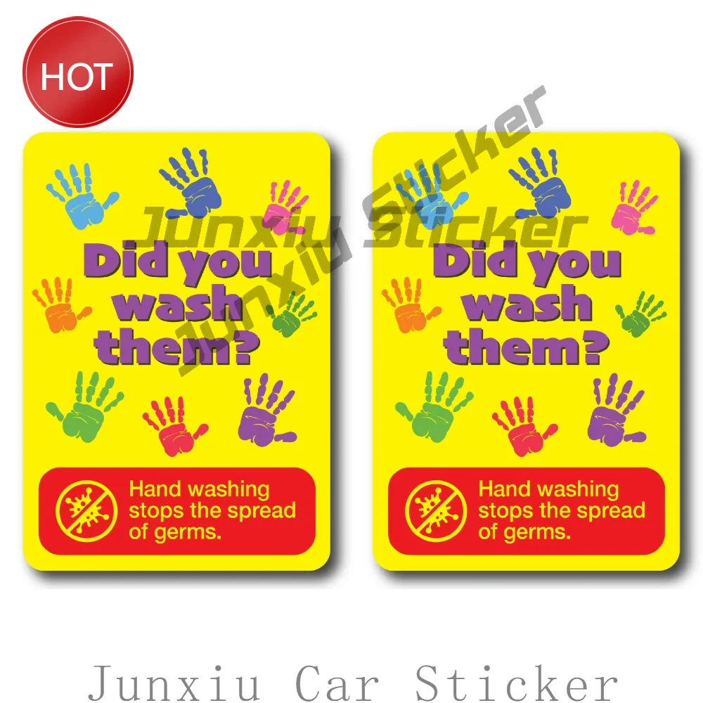 2 Pack Hand Washing Kids Stop Spread Of Germs PVC Sticker Warning Decal For Doors Safety Message Display Workplace Signs