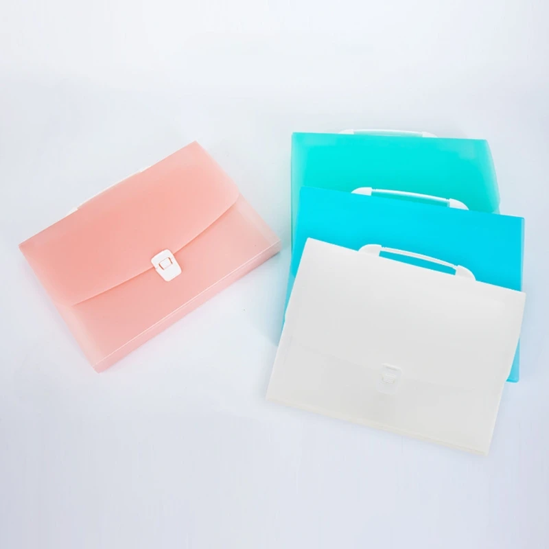 Handheld Document Files Folder Bag 7 Pockets Expandable School Test Papers Folder Multiple Colors with Sticky Index Tabs