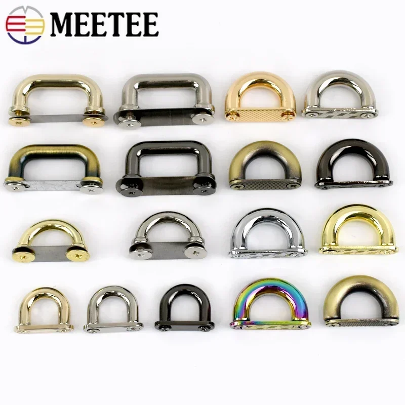 5/10/20Pcs Meetee Metal Arch Bridge Buckle Bag Strap D Ring Hook Handbag Side Clip Handle Connect Screw Clasp Sewing Accessories