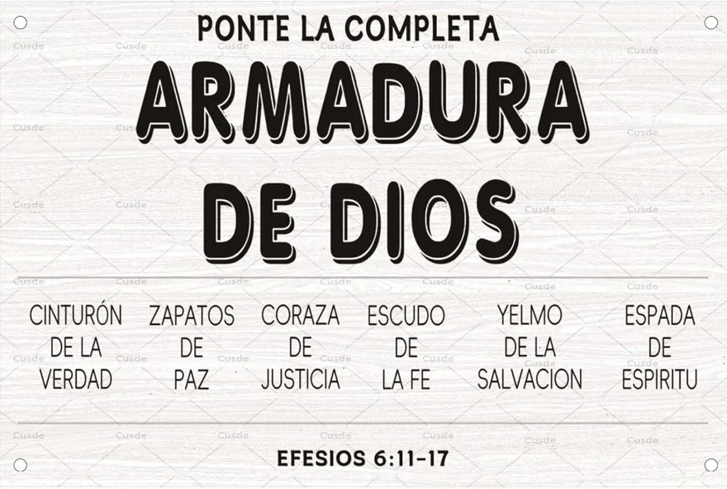 Bible Verse Metal Tin Sign Armadura De Dios Efesios 6:11 Poster Christian Religious Plaque Christmas Gifts Home Office Foyer 8x1