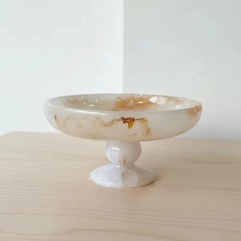 Modern Natural Marble Resin Plate Tray for Dried Fruit Storage on Living Room TV Cabinet Coffee Table