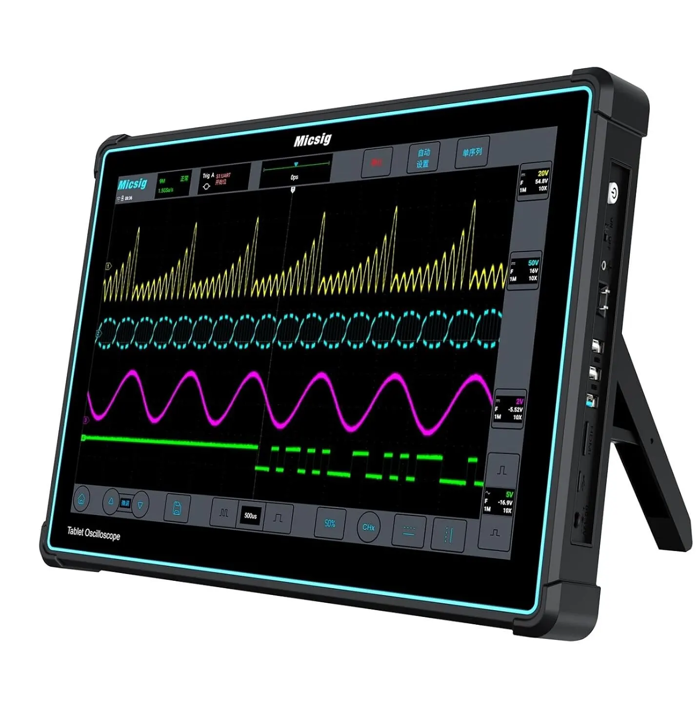 Micsig Digital Tablet Oscilloscope ETO Series ETO5004/ETO3504 Bandwidth 500MHz  Sampling Rate 3GSa/s  Memory Depth 360Mpts 4ch