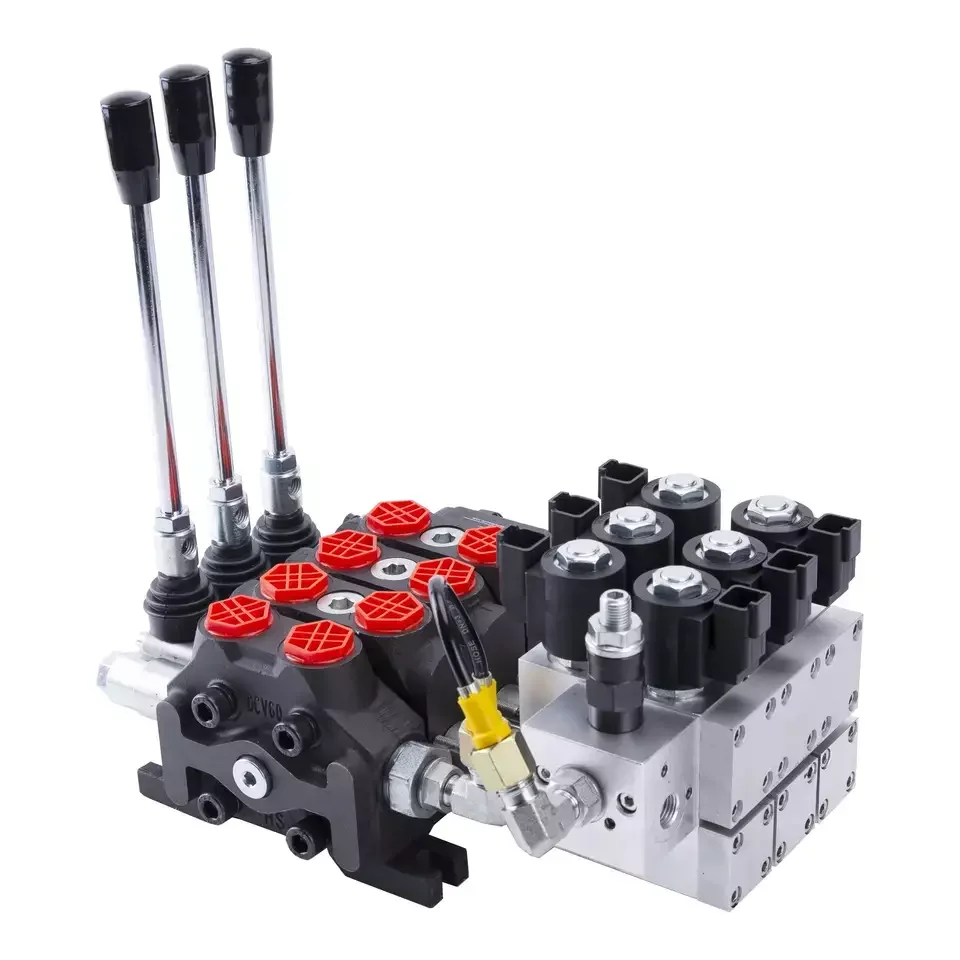 15.8 GPM, 3 Spool, 5076 Max PSI, 12V/24V DC Hydraulic Monoblock Solenoid Directional Control Valve