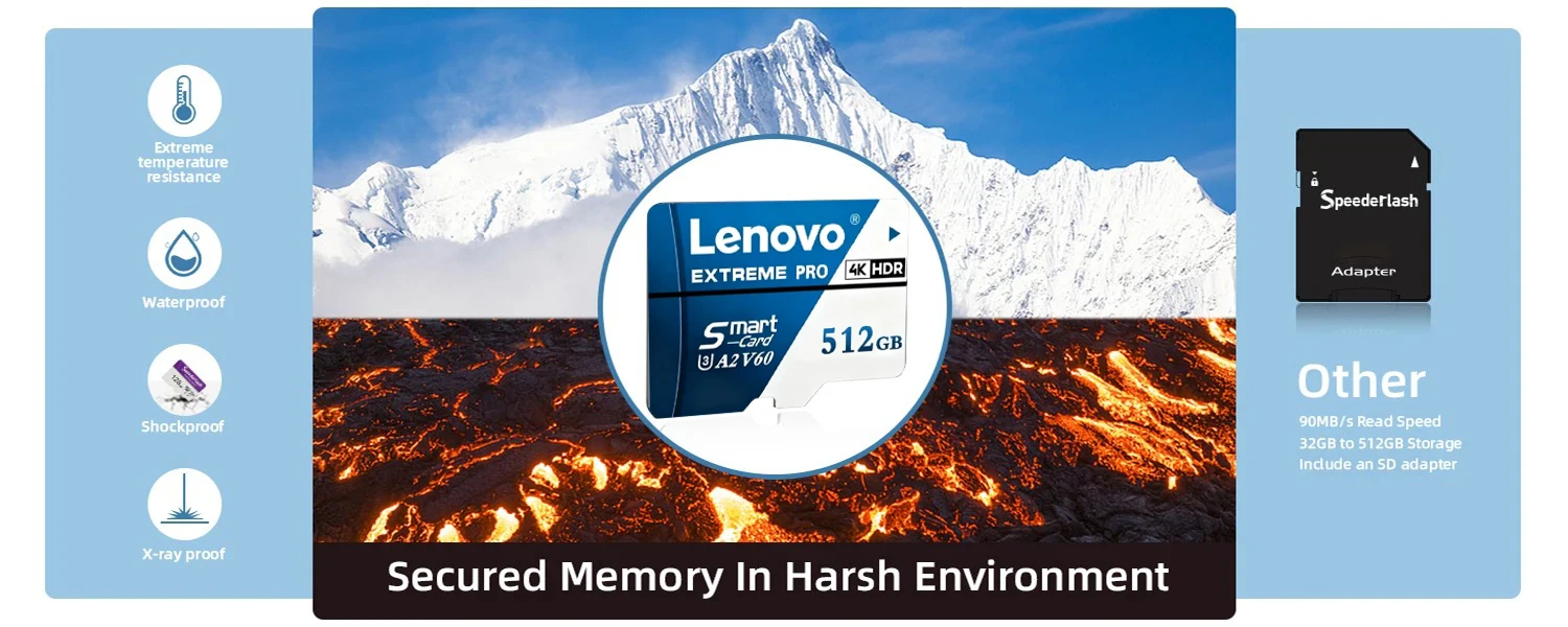 Lenovo 1TB Extreme Pro Micro SD Card High Speed U3 V60 4K Full HD Memory Card 128GB 256GB 512GB TF Flash Cards For Phone Drone