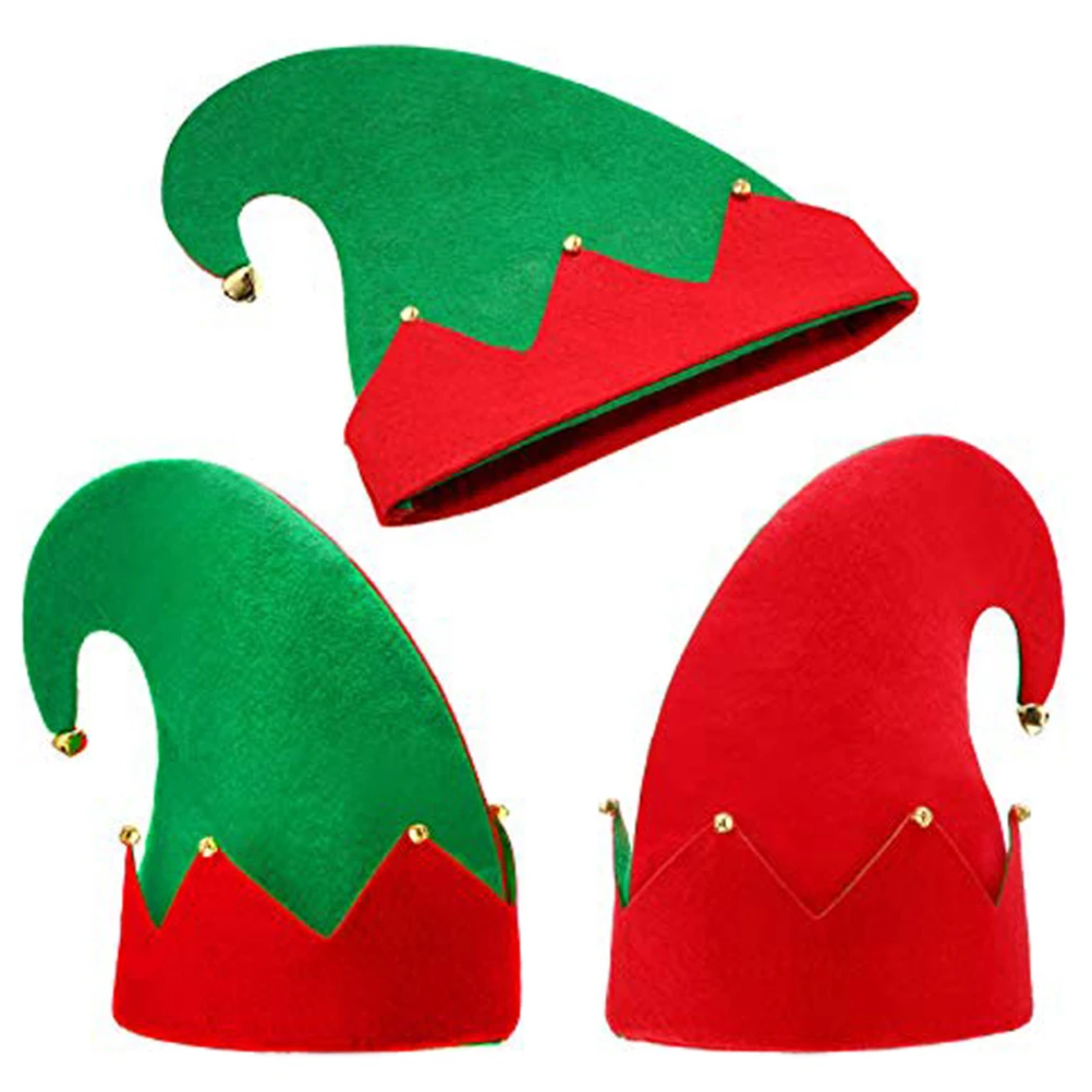 

3pcs Christmas Shoes Elf Shoes Elf Hat Adult Party Wear Red Color Cosplay Costumes Holiday Accessories