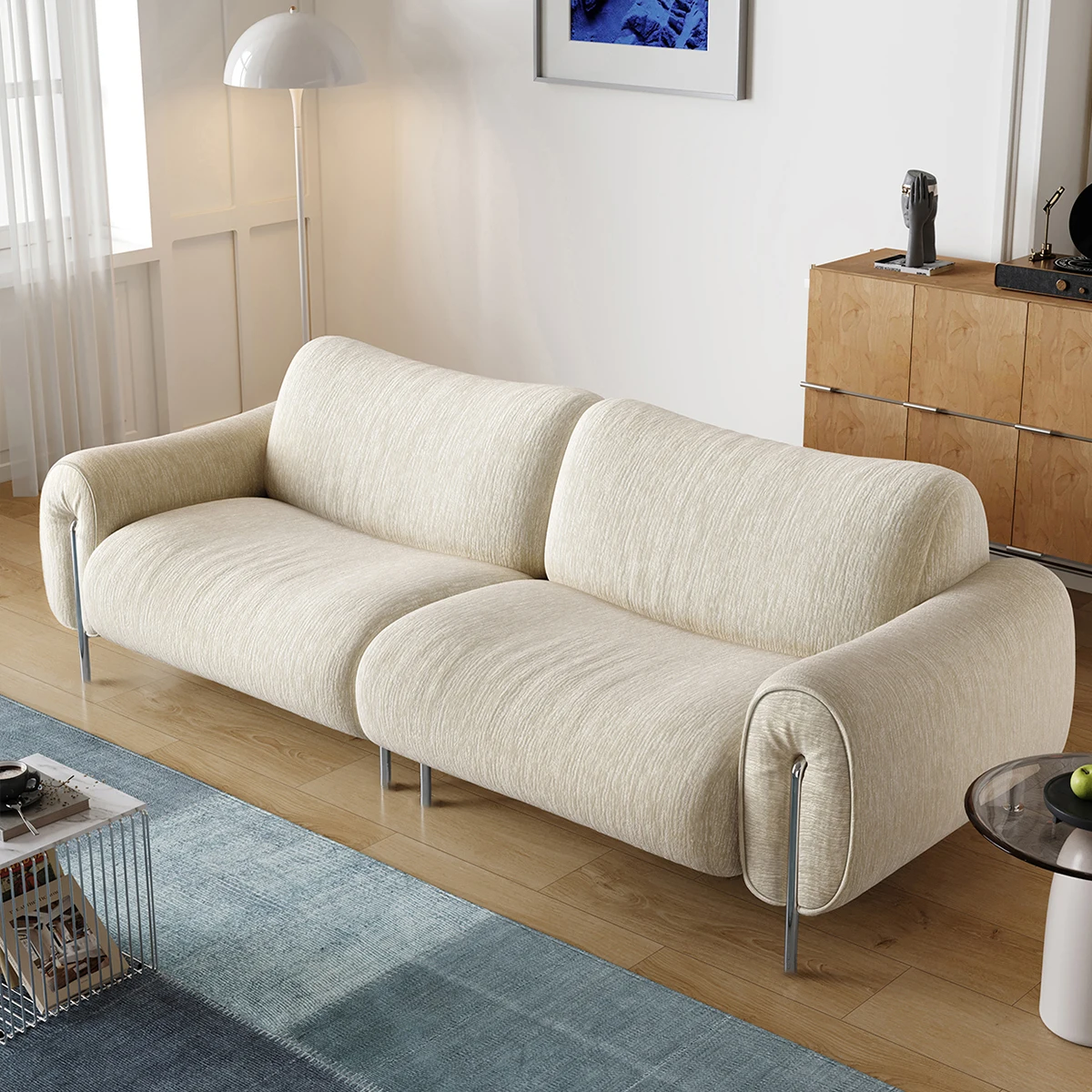 

New designer fabric sofa modern soft cloud sofa high-end living room popular apartment triple sofa