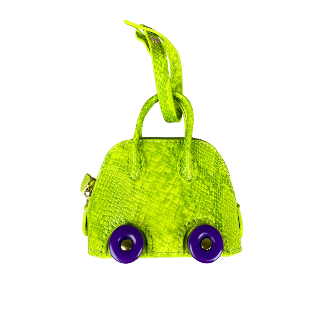 Mini-Tasche aus Leder mit Schlangenprägung – Ohrhörer- und Lippenstiftbeutel mit kontrastfarbenen Rädern – PU-Leder-Tasche Charm – ideales Geschenk für Frauen – Detail 10