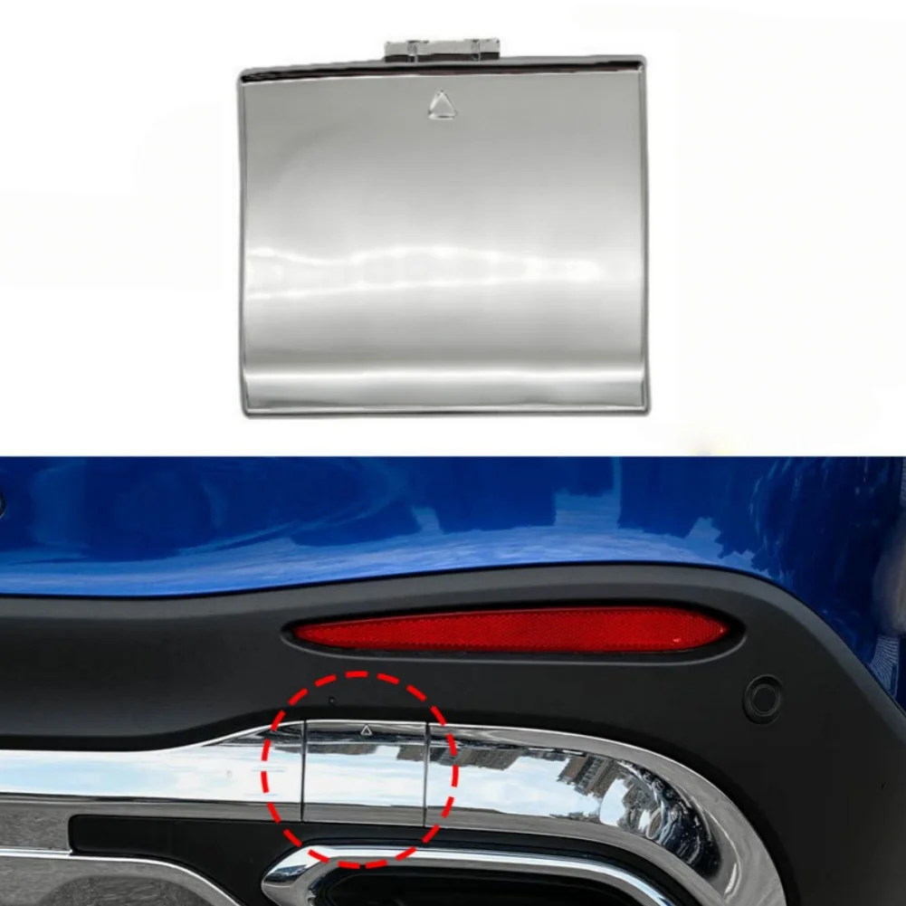 Rear Bumper Tow Hook Cover 2548857800 for Mercedes GLC For X254 2023 2024 Chrome Plated ABS 71x63mm Silver Replacement
