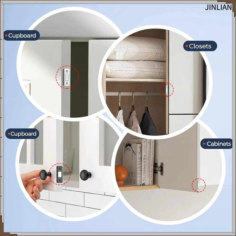 Magnetic Cabinet Catches Ultra Thin Door Strong Magnets Stopper Invisible Adhesive Drawer Magnet Lock for Kitchen Closet Closer