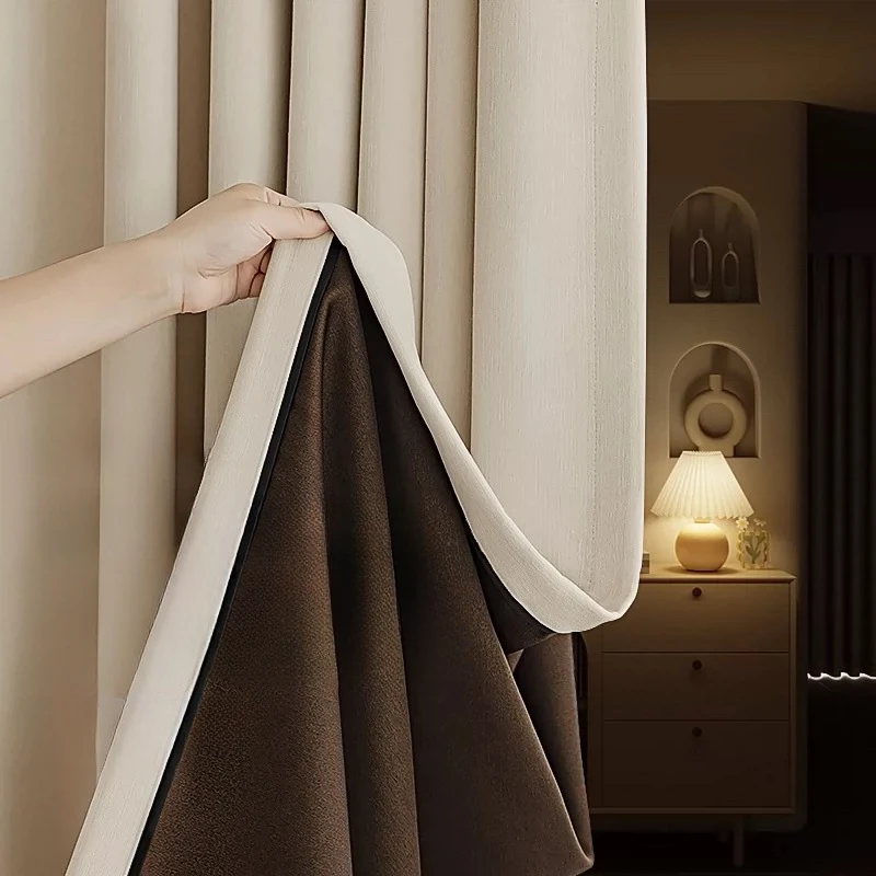 

Advanced Feeling French Style Cream Wind Chenille Sunscreen Thickening New High Shading Design Curtain Bedroom A Living Room