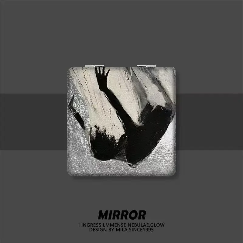 Fall drop mini dobrável portátil dupla face flip-up espelho de maquiagem do plutônio normal e espelho de ampliação pente com sucção magnética