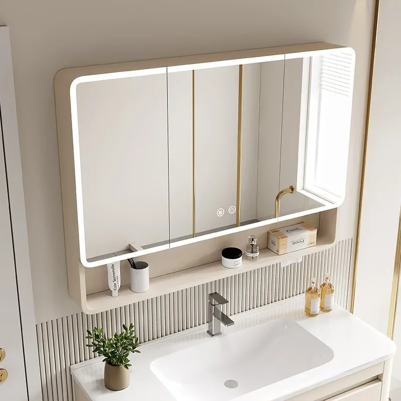 Nordic Bathroom Smart Mirror Cabinet Wall Hanging Mirror Cabinet with Light Fog Removal Storage Simple Home Furniture 욕실 가구 FYBC