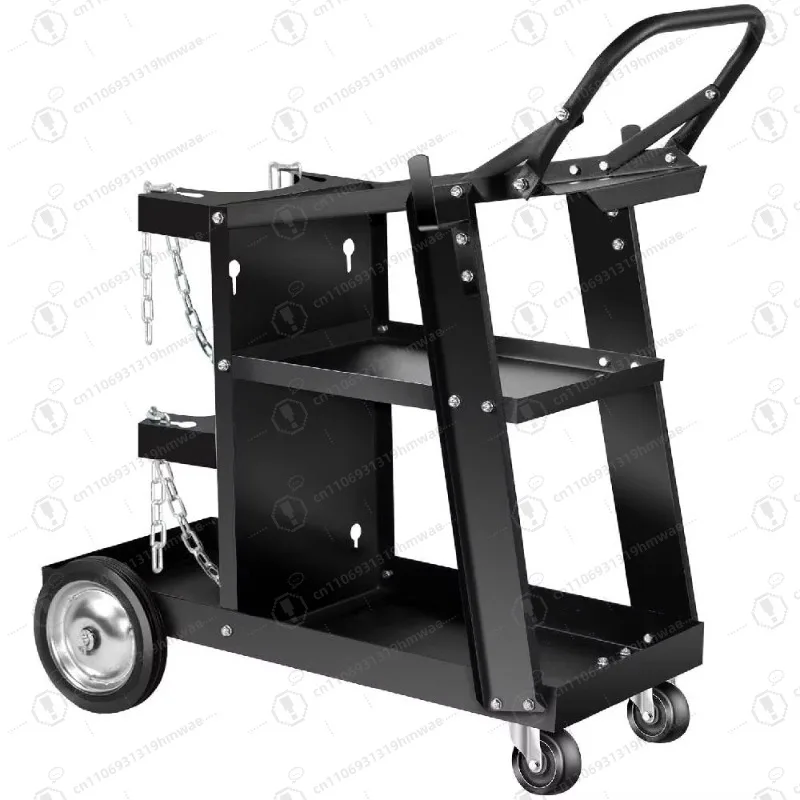Black Iron 3-layer Tumble Welding Car Four-wheel Upgraded Iron Platform for Welding Machine Plasma Cutting Machine Trolley