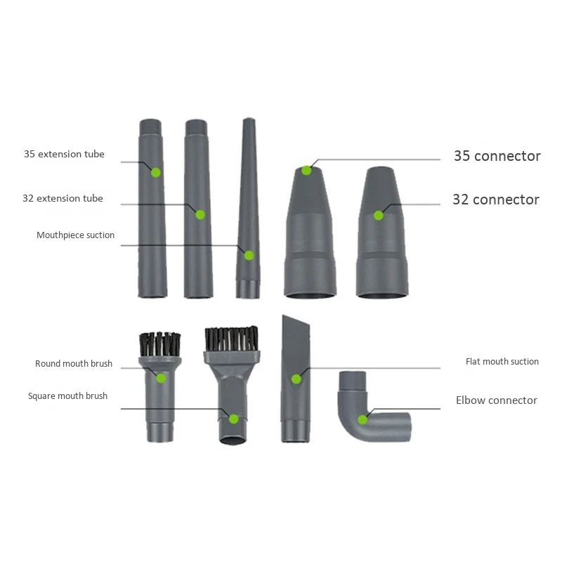 9Pcs Suction Head Flat Nozzle Brushes 2-In-1 Tip for 32MM/35MM Vacuum Cleaner Parts Nozzles Dust Collector