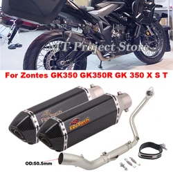 For Zontes GK350 GK350R GK 350 R X S T Full System Motorcycle Exhaust Escape Slip On Front Link Mid Pipe 51mm Moto Muffler Tube