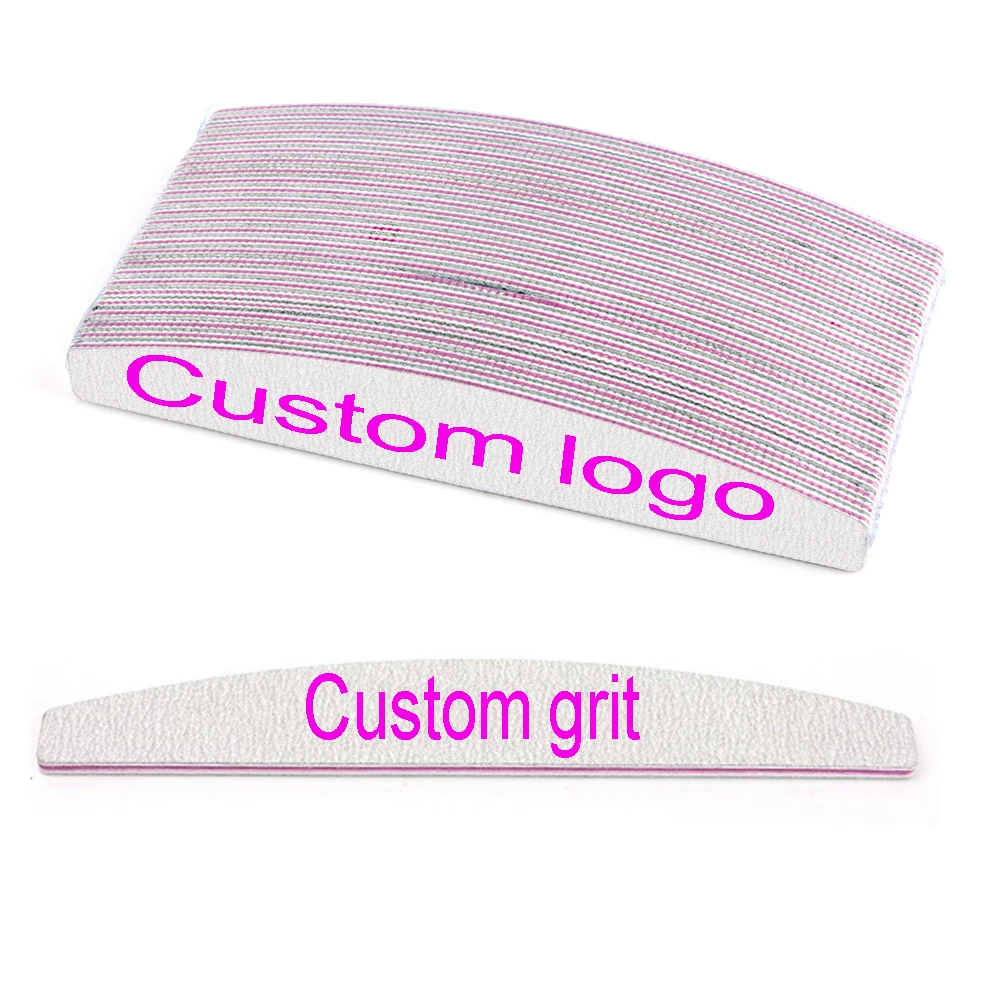 1000pcs Personalised nail files 80 80 grit 100 180 240 150 150 240 320 custom logo on nails files Regular Quality bulk wholesale