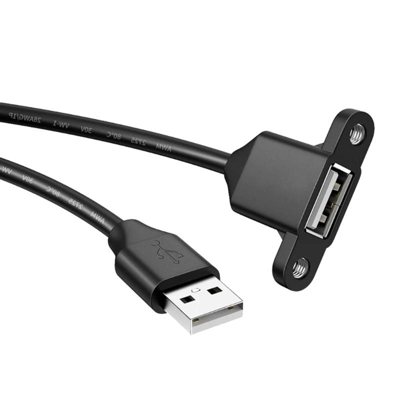 USB 2.0 Extension Cable Male To Female With Panel Mount Feature For Computer
