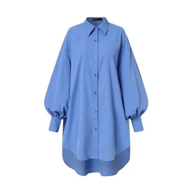 Loose Women's Long Sve irt Casual Sle Lantern Sve Regular Thin Pure Color Fem Faion Summer irt