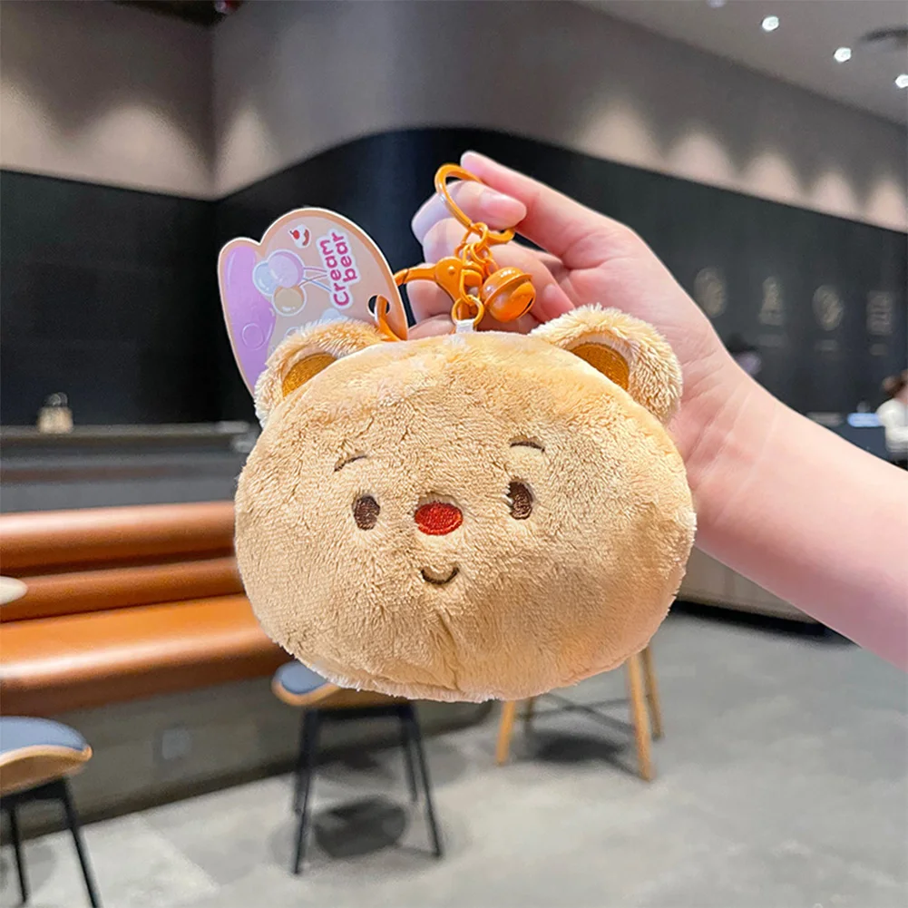 Plush Bear Coin Purse Fluffy Bear Keychain Multi-Use Cute Bear Bag With Bell Bear Plushies Toy for Kids Birthday Gifts