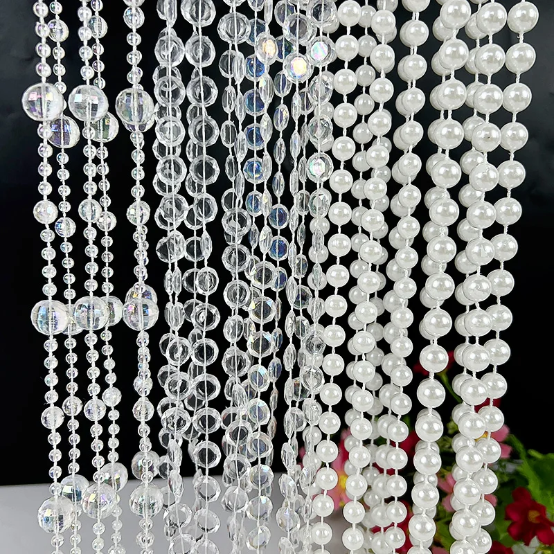 3M/Roll 4-12mm Plastics Imitation Round Pearl Beads Chain For Necklace Garland Flowers DIY Wedding Party Decoration Supplies