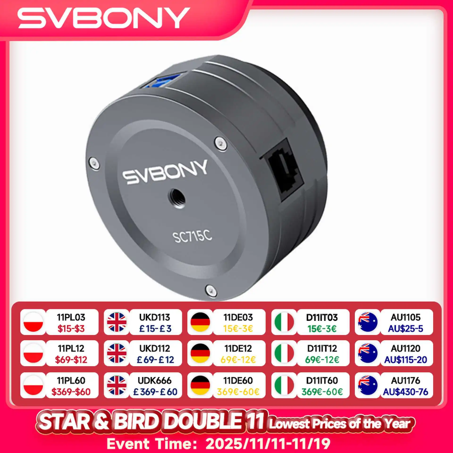 

Svbony SC715C OSC Planetary Camera Color CMOS IMX715 USB 3.0 Electronic eyepiece for Planetary Observation with filter