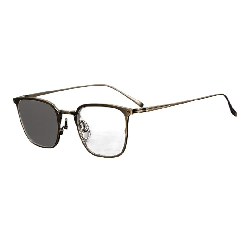

silver pure titanium glasses frame, large face square frame can be matched