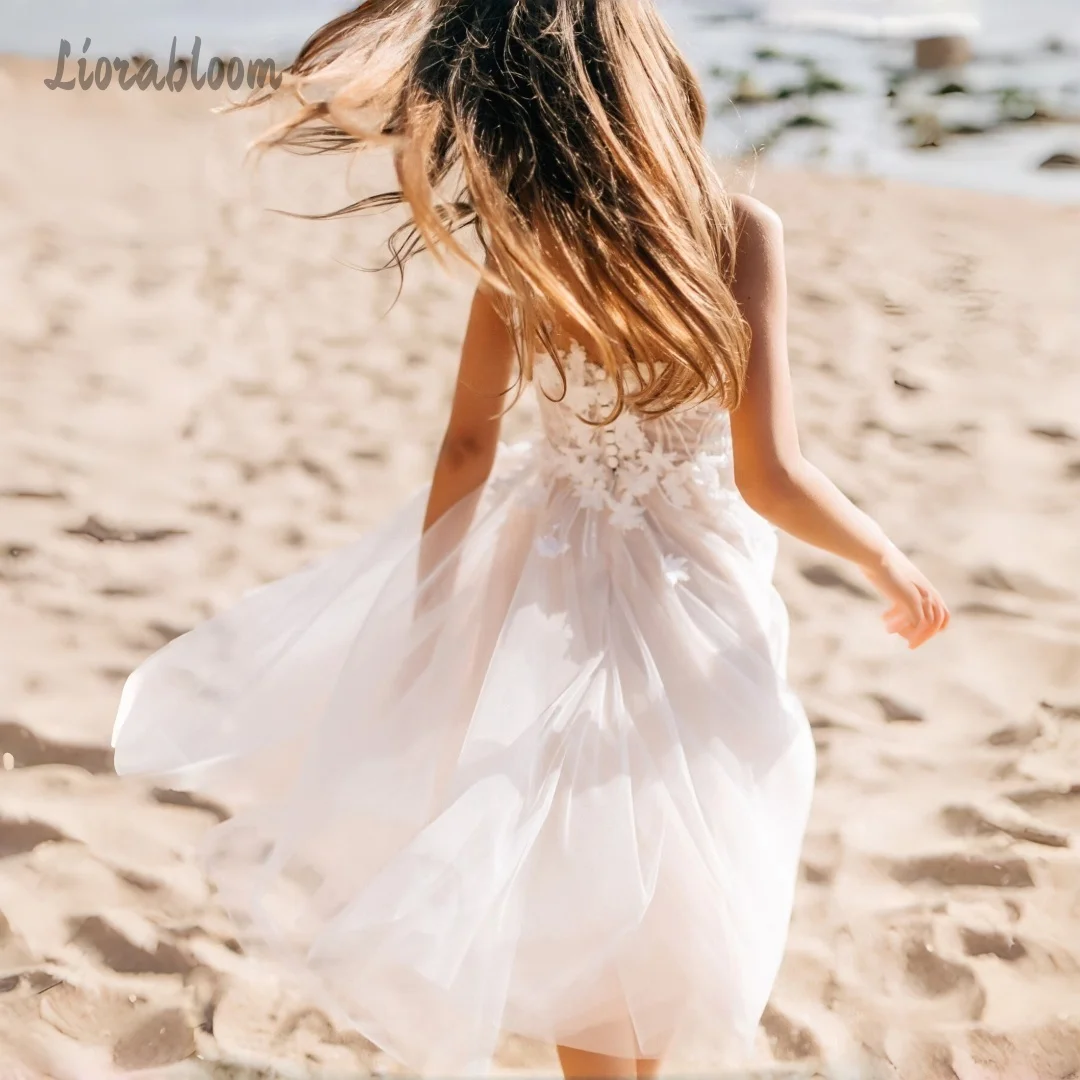 Abito Semplice in Tulle per Bambine, Vestito Personalizzato da Damigella, Abito da Principessa per Feste, Abito da Cerimonia Nuziale