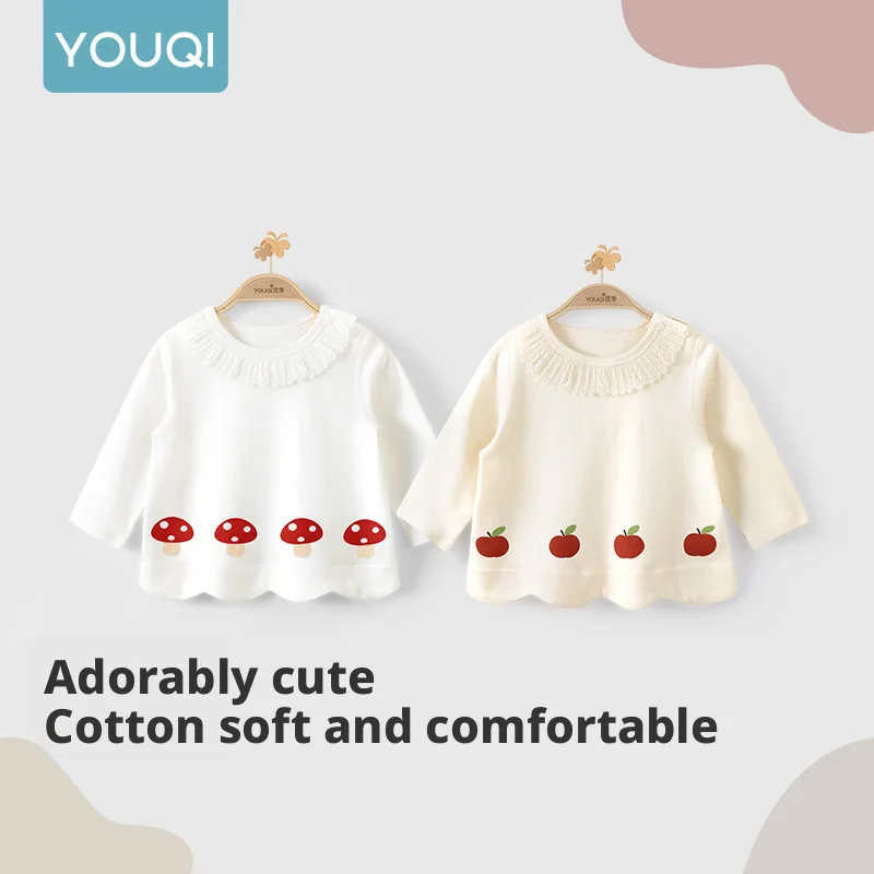 

【Youqi】Chinese Baby Tops for 0-2 Year Olds, Class a Pure Cotton Long-Sleeve Base Shirt, Versatile Children's Sweatshirt for Going Out