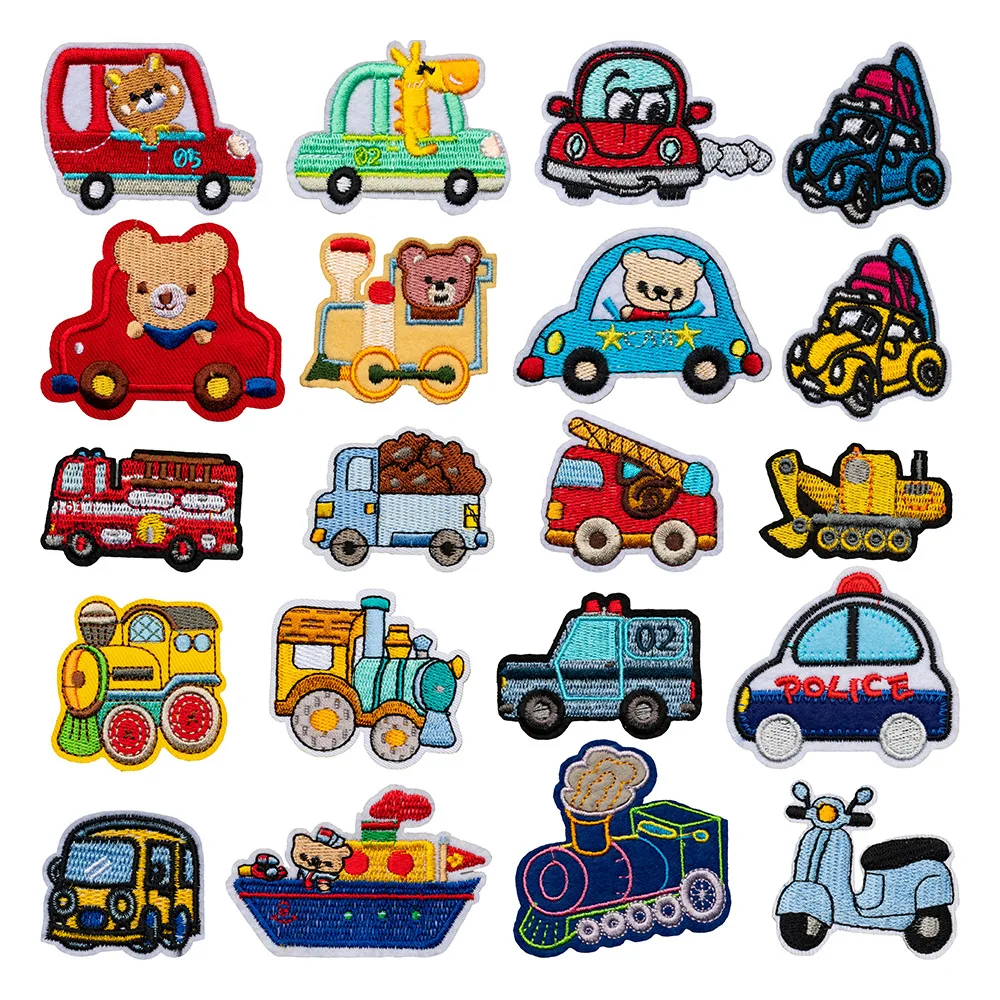

Cartoon Car Embroidery Stickers Motorcycle Embroidered Cloth Patch Hot Melt Ironing Stickers Patches DIY Clothing Scp