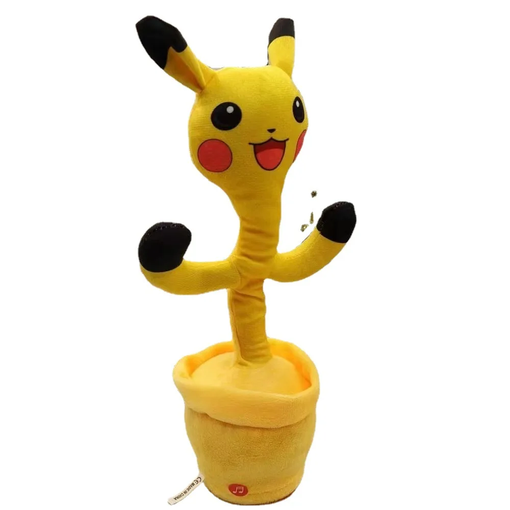 Pokemon Pikachu Dancing Cactus Repeat Talking Toy Song Speaker Wriggle Dancing Sing Toy Talk Plushie Stuffed Toy Baby Adult Gift